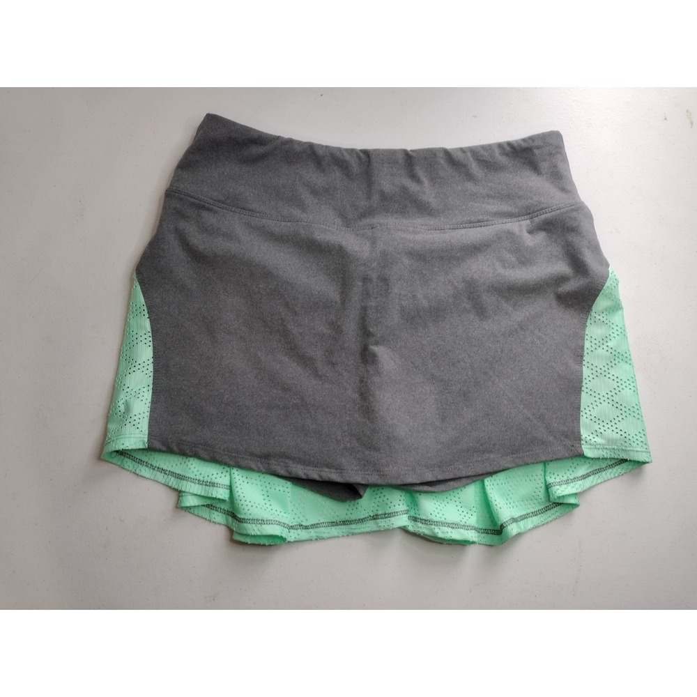 Marika Women's Athletic Skort Gray Mint Green Perforated Skirt Shorts Size XL